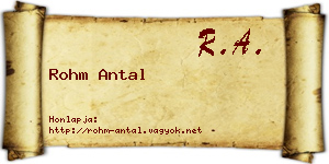Rohm Antal névjegykártya